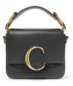 CHLOÉ Chloé C mini suede-trimmed leather shoulder bag