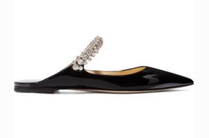 Jimmy Choo BING CRYSTAL-EMBELLISHED PATENT-LEATHER SLIPPERS