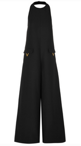 VALENTINO EMBELLISHED WOOL AND SILK-BLEND JUMPSUIT