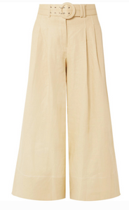 NICHOLAS BELTED CROPPED LINEN CULOTTES