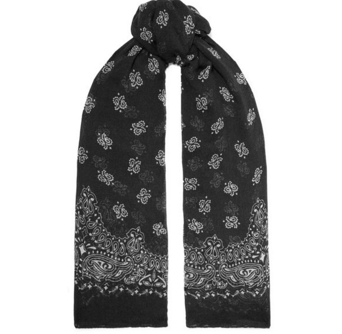 Saint Laurent - Printed Cashmere And Silk-blend Scarf - Black