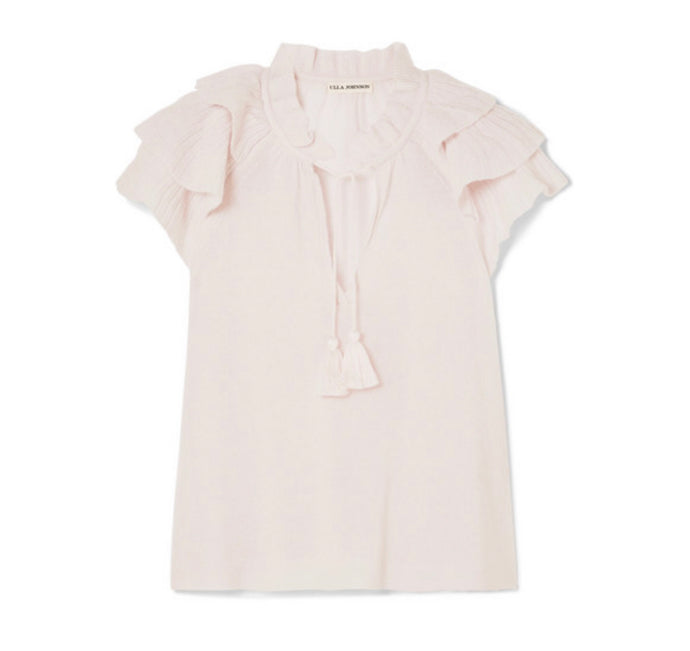 Ulla Johnson - Edith Ruffled Cashmere-blend Top - Baby pink