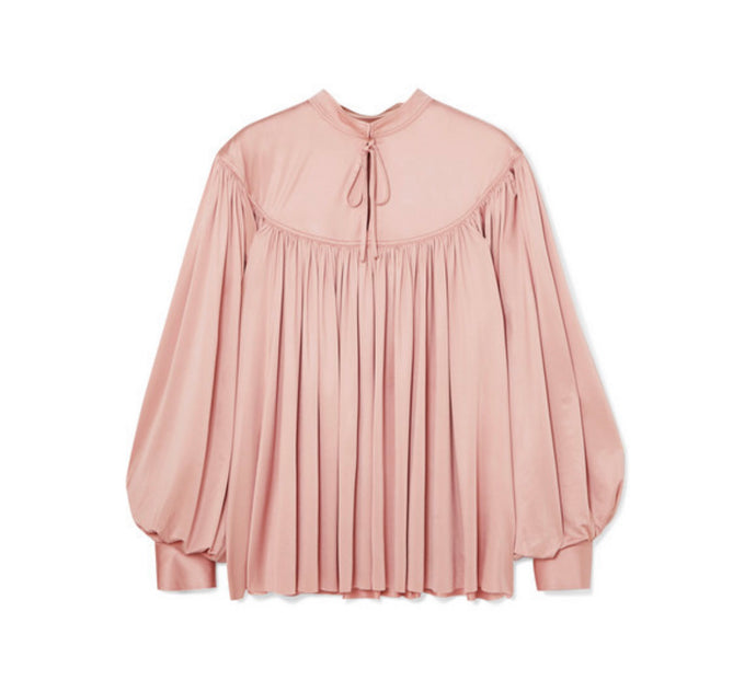 Co - Gathered Stretch-sateen Blouse - Pastel pink