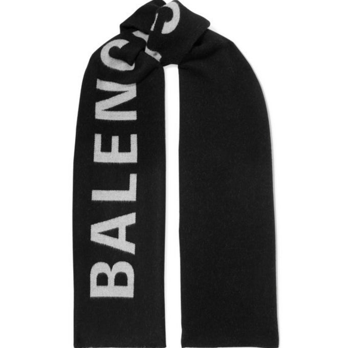 Balenciaga - Intarsia Wool Scarf - Black