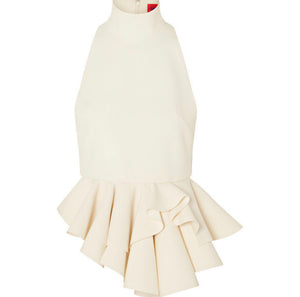 Solace London - Ruffled Crepe Top - Cream