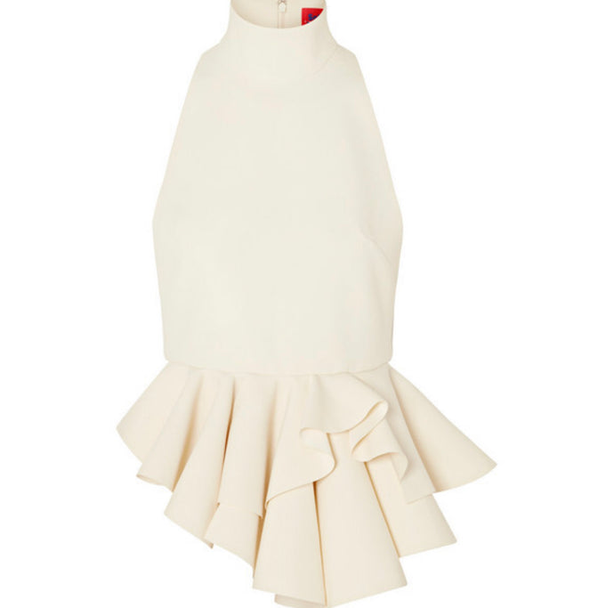 Solace London - Ruffled Crepe Top - Cream