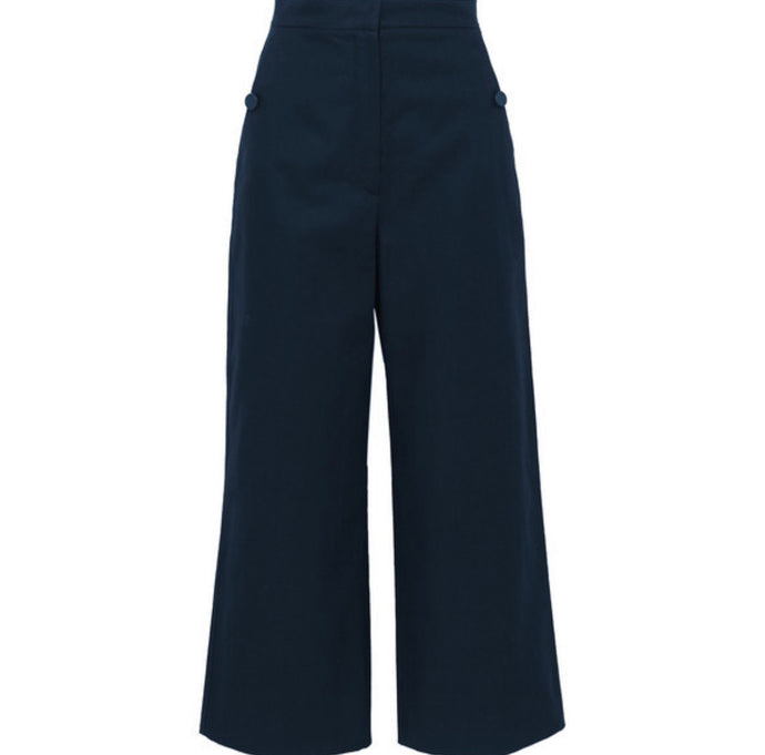 Max Mara - Cotton And Linen-blend Canvas Wide-leg Pants - Navy