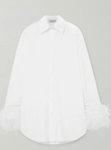 VALENTINO Feather-trimmed cotton-poplin Shirt