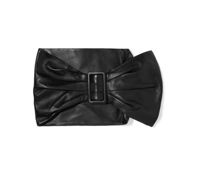 Dundas - Ruched Leather Waist Belt - Black