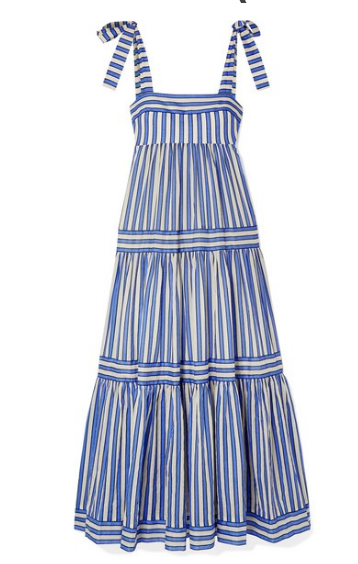 ZIMMERMANN VERITY TIERED STRIPED COTTON-VOILE MAXI DRESS