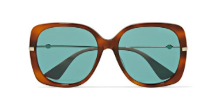 GUCCI Oversized square-frame tortoiseshell acetate and gold-tone sunglasses