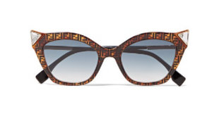 FENDI Crystal-embellished cat-eye printed tortoiseshell acetate sunglasses