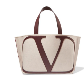 VALENTINO Valentino Garavani VLOGO Escape small leather-trimmed canvas tote