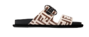 FENDI Logo-print leather and rubber slides