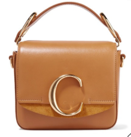 CHLOÉ Chloé C mini suede-trimmed leather shoulder bag