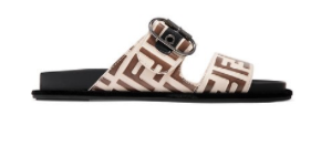 FENDI Logo-print leather and rubber slides