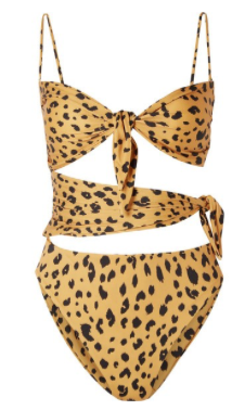NICHOLAS Convertible knotted leopard-print swimsuit