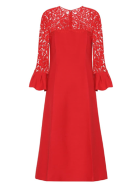 VALENTINO Lace-trimmed wool and silk dress