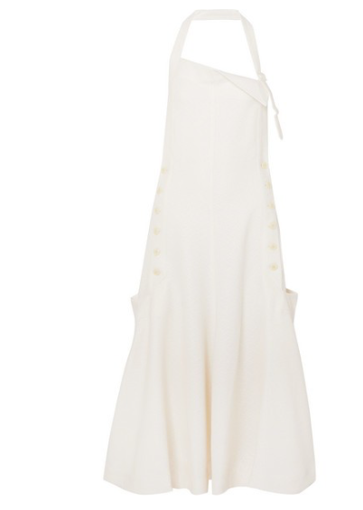 JACQUEMUS Tablier open-back textured-crepe halterneck dress