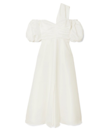 SELF-PORTRAIT Off-the-shoulder taffeta midi dress