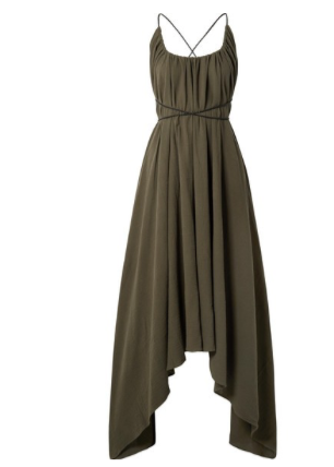 CARAVANA Takax leather-trimmed asymmetric cotton-gauze maxi dress
