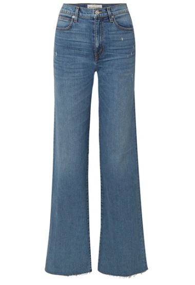 SLVRLAKE Grace distressed high-rise wide-leg jeans