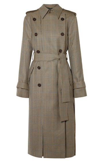ROKH Double-breasted paneled houndstooth wool trench coat