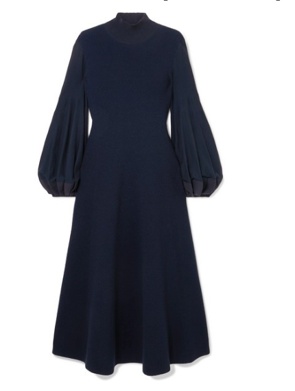 AKRIS Pleated wool midi dress