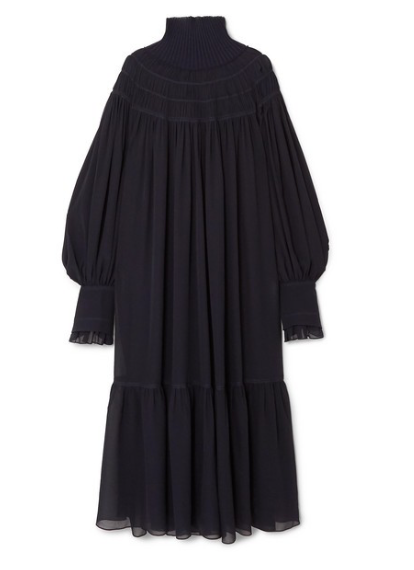 sachin and babi light blue dress CHLOÉ Oversized ribbed wool and pleated silk-chiffon maxi dress – Uberchique