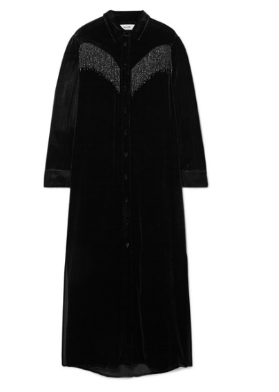 BLAZÉ MILANO Etoile Colorado fringed velvet-jacquard midi dress