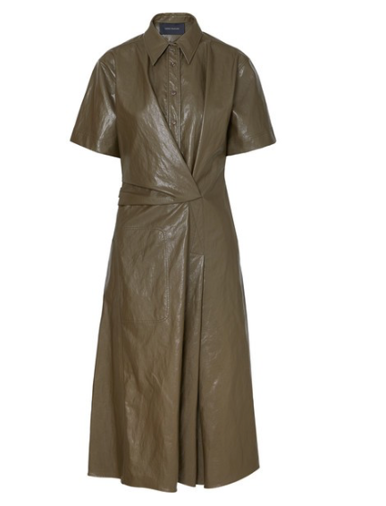 CÉDRIC CHARLIER Glossed faux leather midi dress