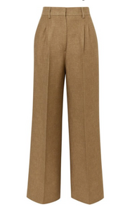 FENDI Satin-trimmed wool and silk-blend piqué wide-leg pants