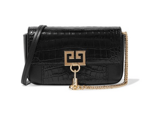 GIVENCHY Pocket croc-effect and smooth leather shoulder bag