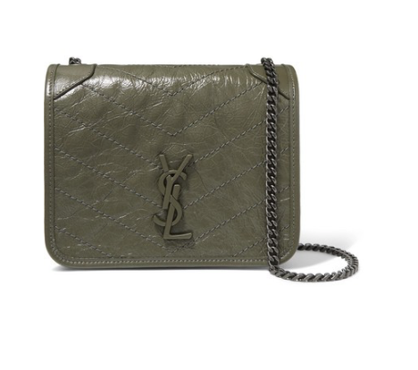 SAINT LAURENT Niki mini quilted crinkled-leather shoulder bag