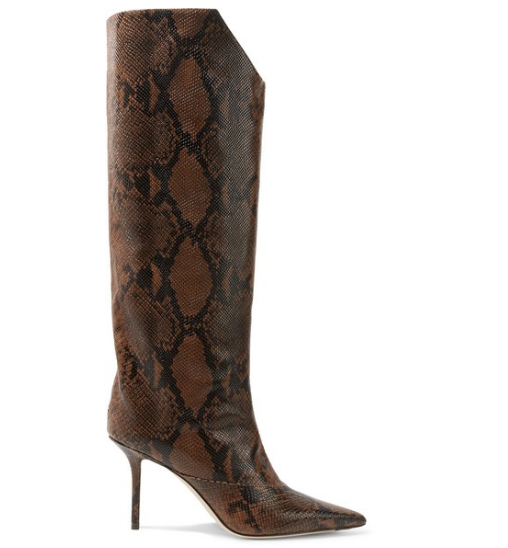 JIMMY CHOO Brelan 85 snake-effect leather knee boots