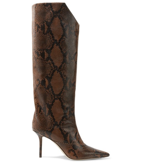 JIMMY CHOO Brelan 85 snake effect leather knee boots Uberchique