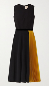 ROKSANDA Zahida color-block velvet-trimmed georgette and silk-satin midi dress
