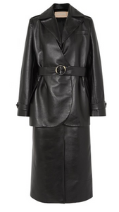 MATÉRIEL Belted layered faux leather trench coat