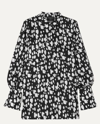 MOTHER OF PEARL + NET SUSTAIN Miles faux pearl-embellished printed Lyocell shirt