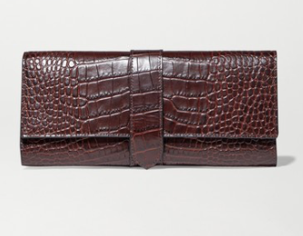 SMYTHSON Mara croc-effect leather jewelry roll