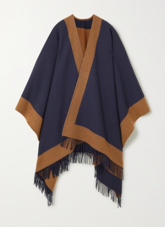 JOHNSTONS OF ELGIN Fringed two-tone wool cape