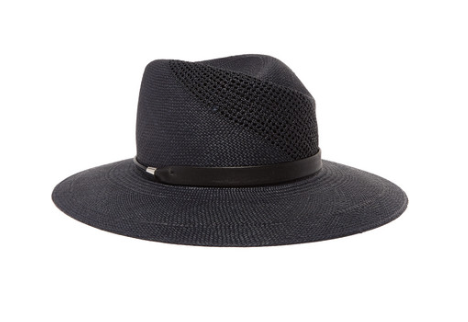 Rag & Bone ZOE LEATHER-TRIMMED STRAW FEDORA