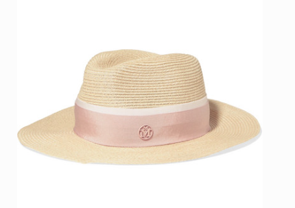 Maison Michel HENRIETTA GROSGRAIN-TRIMMED STRAW HAT
