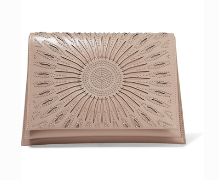 Alaia STUDDED LASER-CUT LEATHER CLUTCH