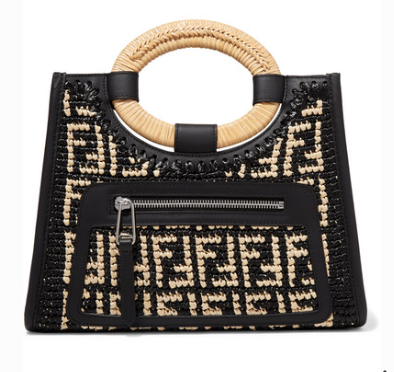 Fendi RUNAWAY SMALL LEATHER-TRIMMED WOVEN RAFFIA TOTE – Uberchique
