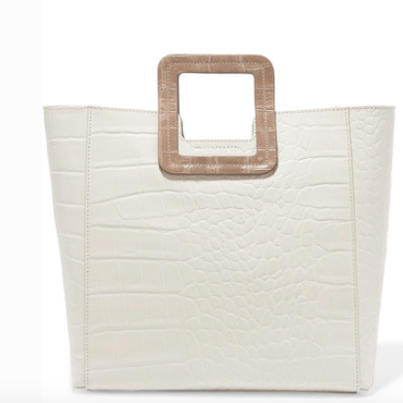 Staud SHIRLEY TWO-TONE CROC-EFFECT LEATHER TOTE