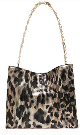 Paco Rabanne ICON LEOPARD-PRINT CHAINMAIL SHOULDER BAG