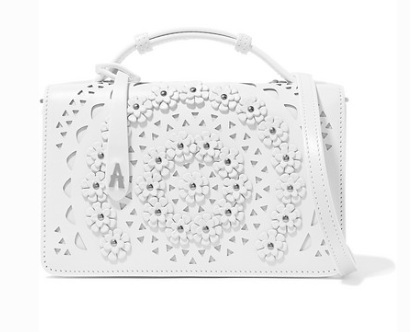 Alaia SMALL APPLIQUÉD LASER-CUT LEATHER SHOULDER BAG