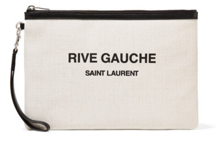 Saint Laurent Leather-trimmed printed canvas pouch