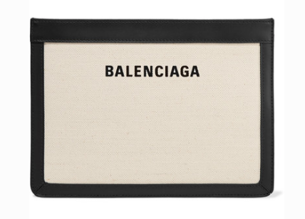 Balenciaga LEATHER-TRIMMED CANVAS SHOULDER BAG